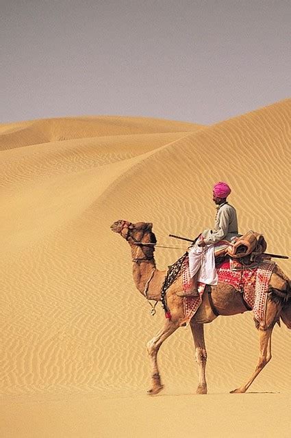 Indiaip4 1 Two Men On Camelback In Desert Jaiselmer Indi Flickr