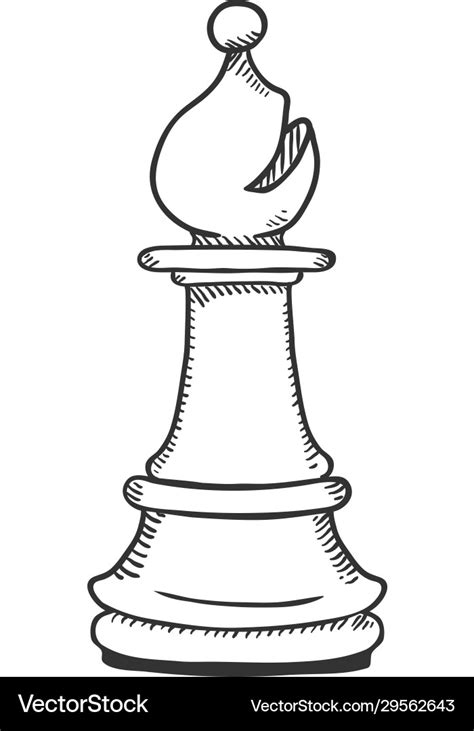 Single Sketch Chess Bishop Figure Royalty Free Vector