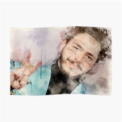 Watercolor Post Malone Poster Canvas Print Wooden Hanging Scroll