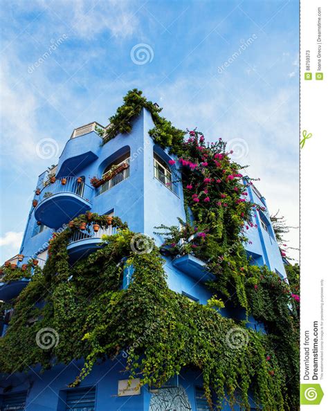 Giardini Naxos Blue Hotel Covered In Greenery Sicily Stock Image