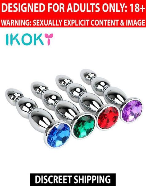 ikoky jewel anal plug stainless steel metal anal beads long butt plug sex toys for women men