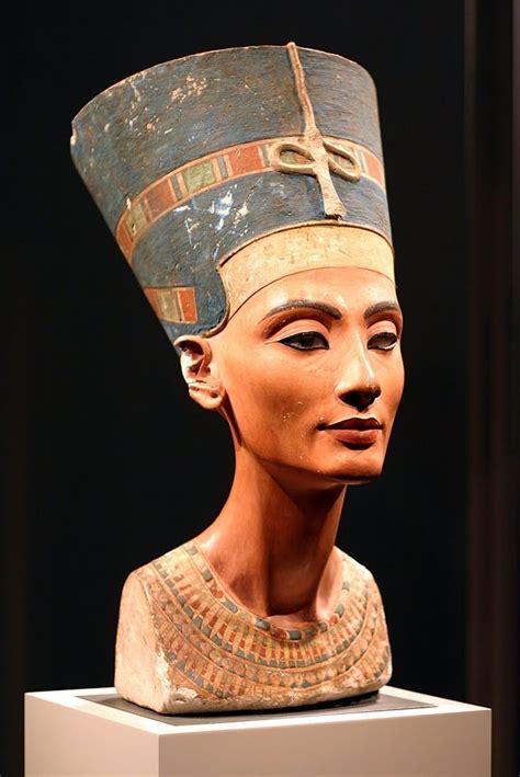 A Painted Limestone Bust Of Egyptian Queen Nefertiti Wife Of Pharaoh Akhenaten Created Over