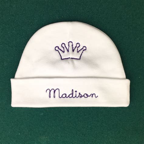 Personalized baby hat with crown - micro preemie, preemie, infant ...