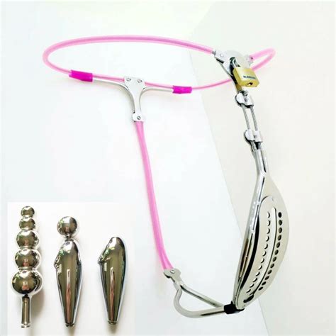 new female stainless steel chastity belt chastity plug lock device underwear silicone chastity