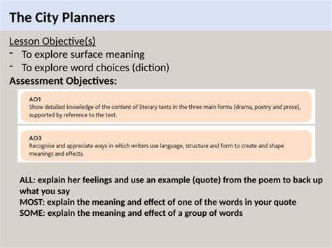 The City Planners Poem 3 Lesson Gcse Sow Teaching Resources