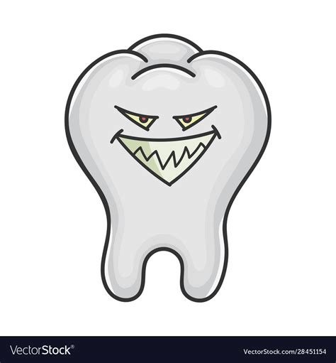 Evil Smiling Grin Tooth Cartoon Royalty Free Vector Image