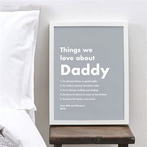 Personalised Things I Love About Dad Grey Bold Print By Old English Company