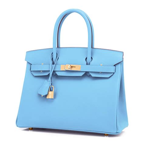 Hermes Birkin 30cm Celeste Birkin Sky Blue Epsom Gold Hardware Bag U