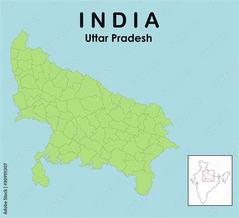 Uttar Pradesh District Map New Map Of Uttar Pradesh Vector