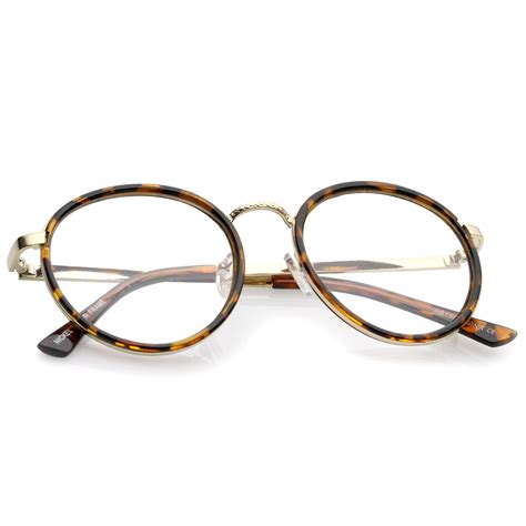 classic metal frame slim temple clear lens round eyeglasses 49mm sunglass la