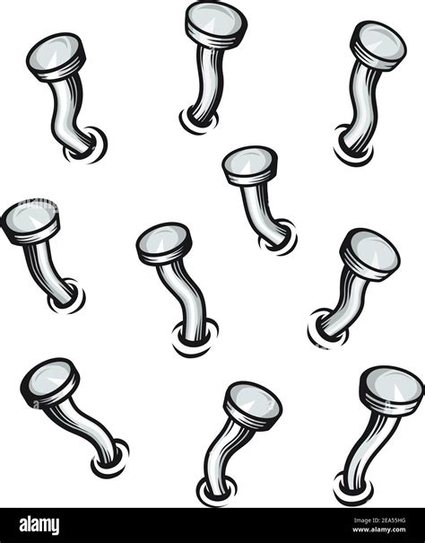 Set Of Bent Nails On Wall In Cartoon Style Stock Vector Image And Art Alamy