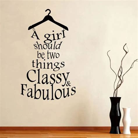 a girl should be two things classy and fabulous dress shape wall decal quote vinyl furniture
