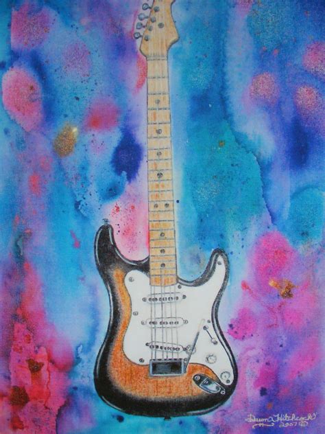 Fender Stratocaster Watercolor Print With Images Vintage Guitar Art