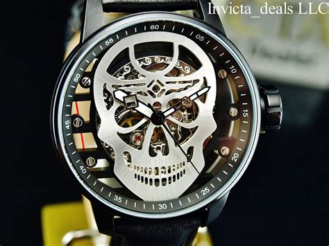 Invicta S1 48mm Skull Ghost Rider Mechanical Skeletonized Silver Dial