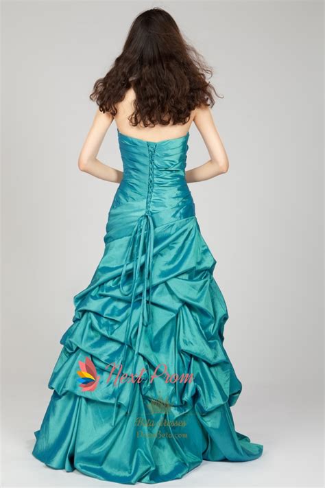 Floor length sleeve :sleeveless neckline:strapless dress type : Strapless Beaded Taffeta Prom Dress With Pickup Skirt ...