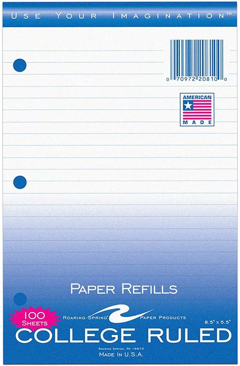 Lccc Bookstore 100 Sheets College Ruled Binder Filler Paper