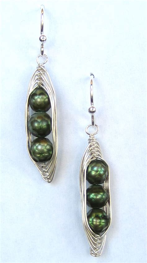 Pea Pods Freshwater Pearls Wrapped In Sterling Silver Wire Using A