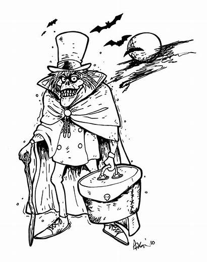 Haunted Coloring Pages Drawing Simple Spooky Hat