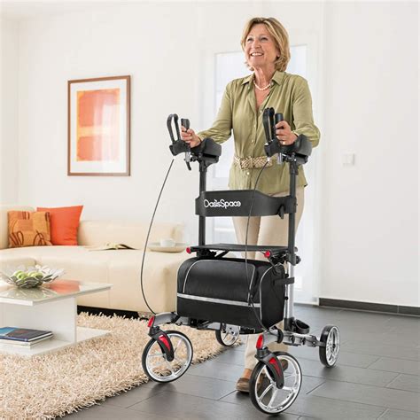 Oasisspace Armrest Walker Tall Rollator Walker With 10” Front Wheels