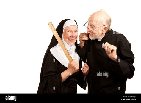 Friendly Priest Admonishes Angry Nun For Using Ruler As A Corporal