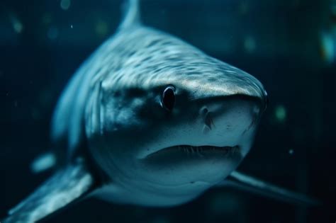 Premium Ai Image White Shark Fish Closeup Taken Through The Glass Of