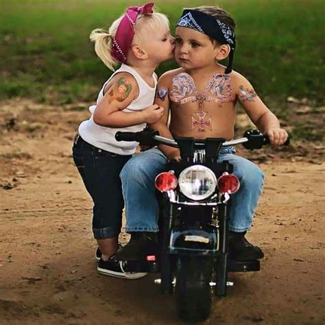 So Cute A Little Biker The Little Girl Kissed Him Biker Baby Harley