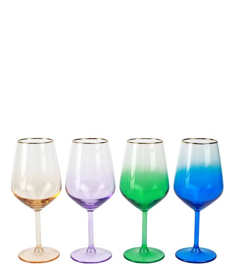 viva by vietri rainbow jewel tone assorted wine glasses set of 4 dillard s