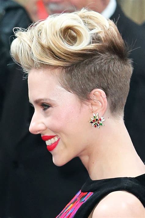 Scarlett Johansson Straight Golden Blonde Twists Two Tone Undercut