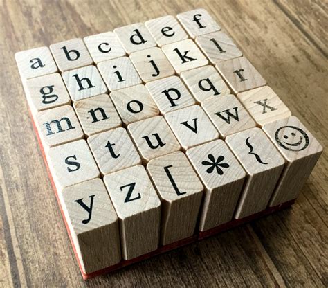 Alphabet Rubber Stamp Set Stamps Wood Mounted Uppercase Etsy