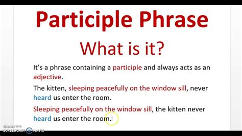 Participle Phrase What Is It Youtube