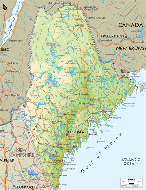 Physical Map Of Maine Ezilon Maps Maine Map Map Maine