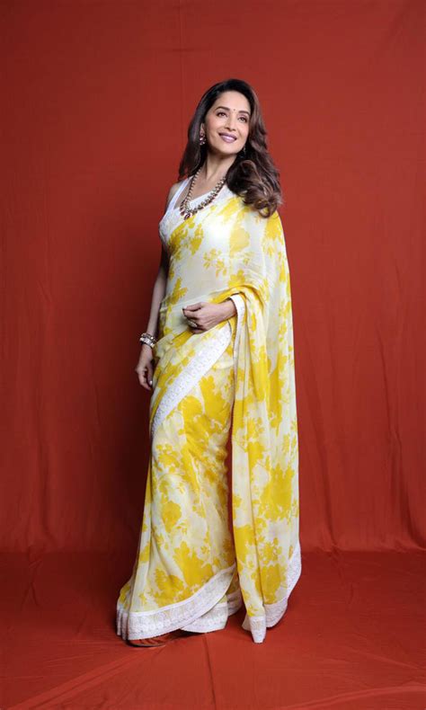 Madhuri Dixit Nenes Floral Sari Will Brighten Up A Gloomy Rainy Day