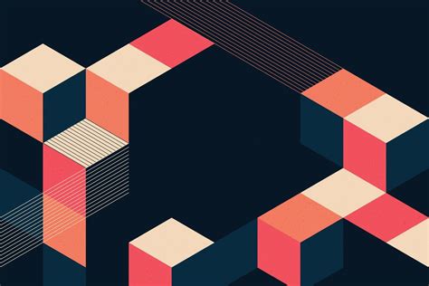 Abstract Isometric Geometric Cube Shapes Composition On Black