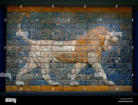 Babylonian Wallpainting By A Lion From 6th Century Bc In British Museum