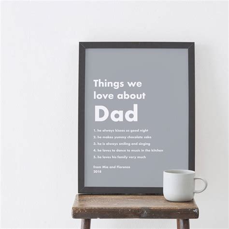 Personalised Things I Love About Dad Grey Bold Print By Old English