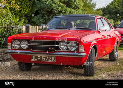 A Red 1972 Ford Cortina Mk3 Gxl Four Door Stock Photo Alamy