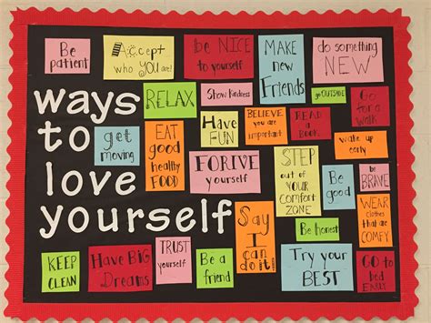 ways to love yourself inspirational bulletin boards counseling bulletin boards health