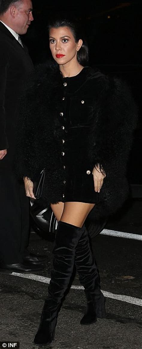 kourtney kardashian slips into black sexy suede thigh high boots for night in new york daily