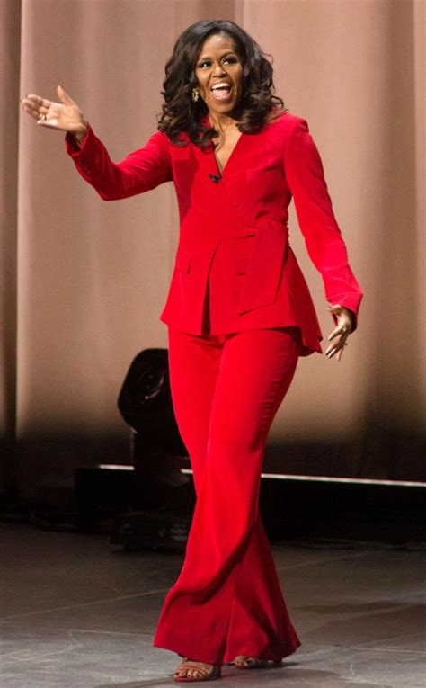 Power Suit From Michelle Obamas Becoming Press Tour Fashion E News