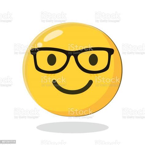 Vector Smiling Emoticon Wearing Eyeglasses Stock Illustration