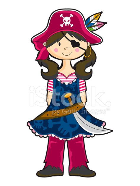 Cute Pirate Girl With No Background Stock Vector