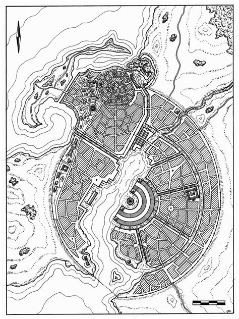 City Of Umbar Map Fantasy Map Fantasy City Map Cartography Map