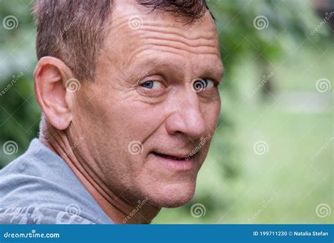 Close Up Portrait Of Sixty Year Old Man Stock Photo Image Of Close