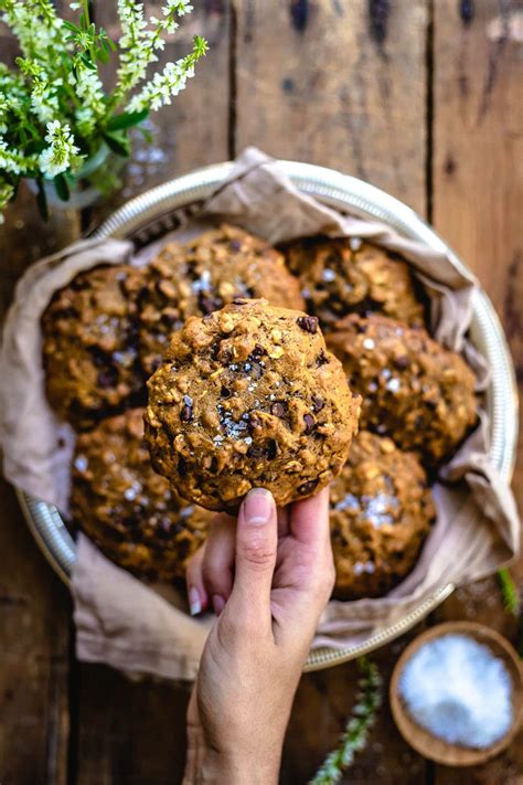 Pumpkin Oatmeal Chocolate Chip Cookies Vegan Recipe Two Spoons