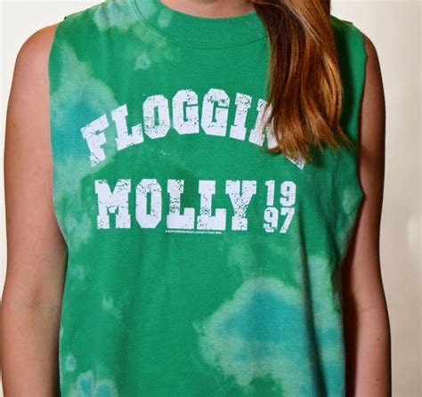 Hand Distressed One Of A Kind Flogging Molly Acid Wash Cropped Band