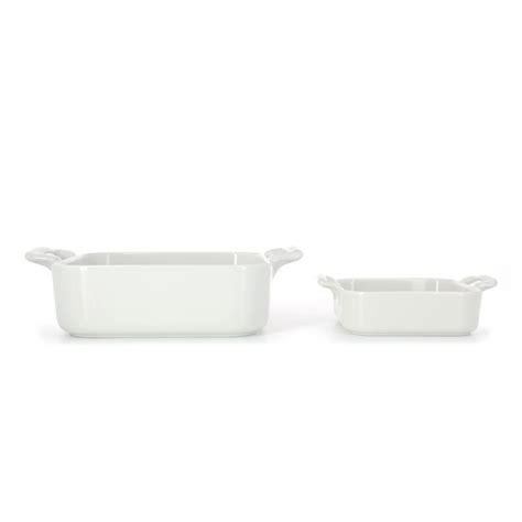 Set Of 2 Square Belle Cuisine Bakers White Porcelain By Revol