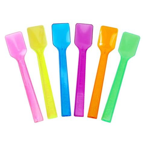 1000 Count Transparent Mixed Plastic Gelato Tasting Spoons 4 Inch