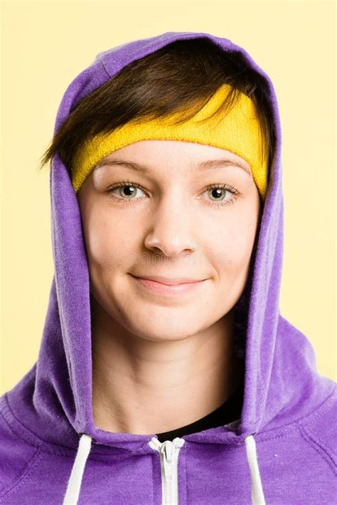 Funny Woman Portrait Real People High Definition Yellow Background
