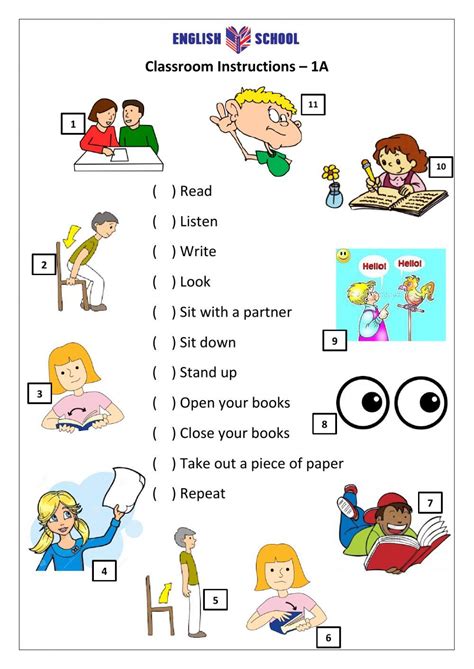 Classroom Instructions Interactive Worksheet For Beginners Classroom