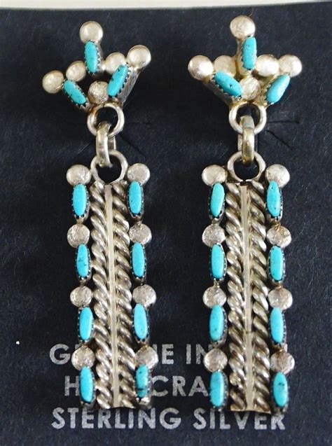 Item K Zuni Pc Turquoise Snake Eyes Dangle Earrings By C Amesoli